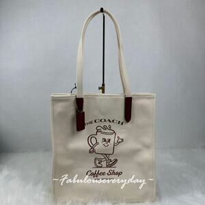Coach Coffee Shop Tote Canvas Coffee Cup Natural CS484 Exclusive Limited